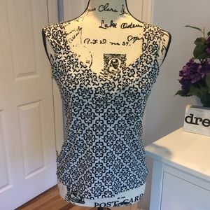 White House Black Market Tank Top Black and White